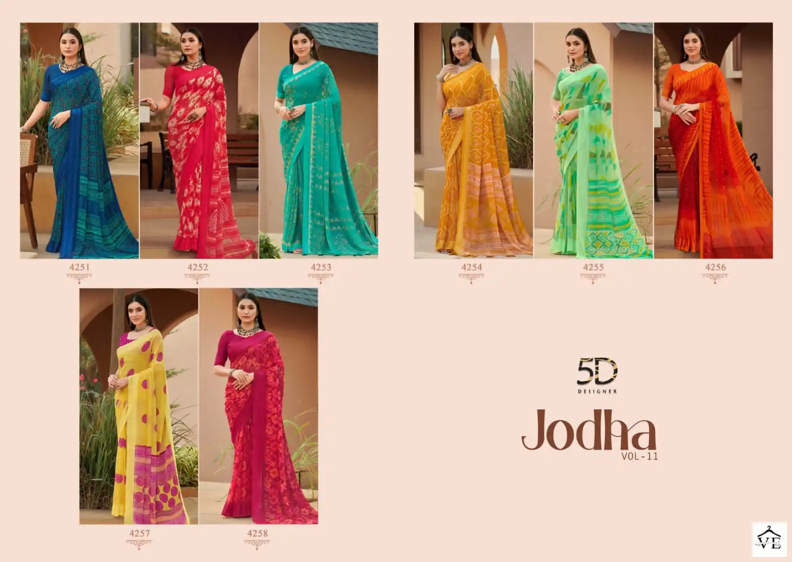 5D Designer Jodha Pure Georgate Wholesale Sarees Catalog — Wholesale Sarees, MPA wholesale from Surat — view 9