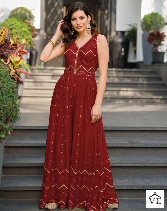 Zaveri Jumpsuit Color Ed 1 Chinon Wholesale Readymade Jump Suit Catalog — Wholesale Salwar Suits, MPA wholesale from Surat — view 1