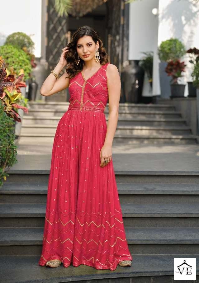 Zaveri Jumpsuit Color Ed 1 Chinon Wholesale Readymade Jump Suit Catalog — Wholesale Salwar Suits, MPA wholesale from Surat - Gallery Image 2