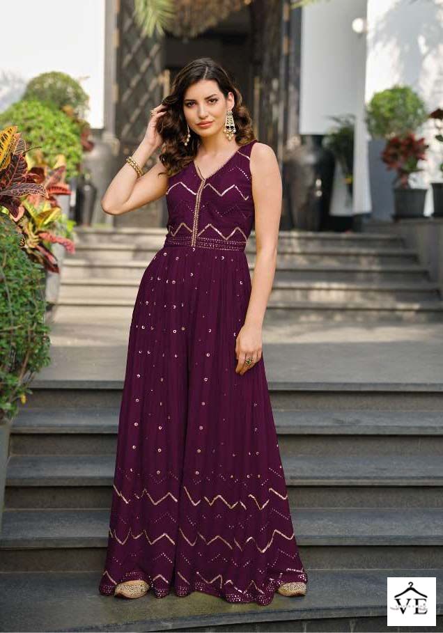 Zaveri Jumpsuit Color Ed 1 Chinon Wholesale Readymade Jump Suit Catalog — Wholesale Salwar Suits, MPA wholesale from Surat - Gallery Image 3