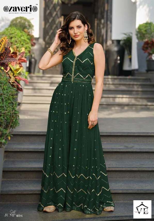 Zaveri Jumpsuit Color Ed 1 Chinon Wholesale Readymade Jump Suit Catalog — Wholesale Salwar Suits, MPA wholesale from Surat - Gallery Image 4