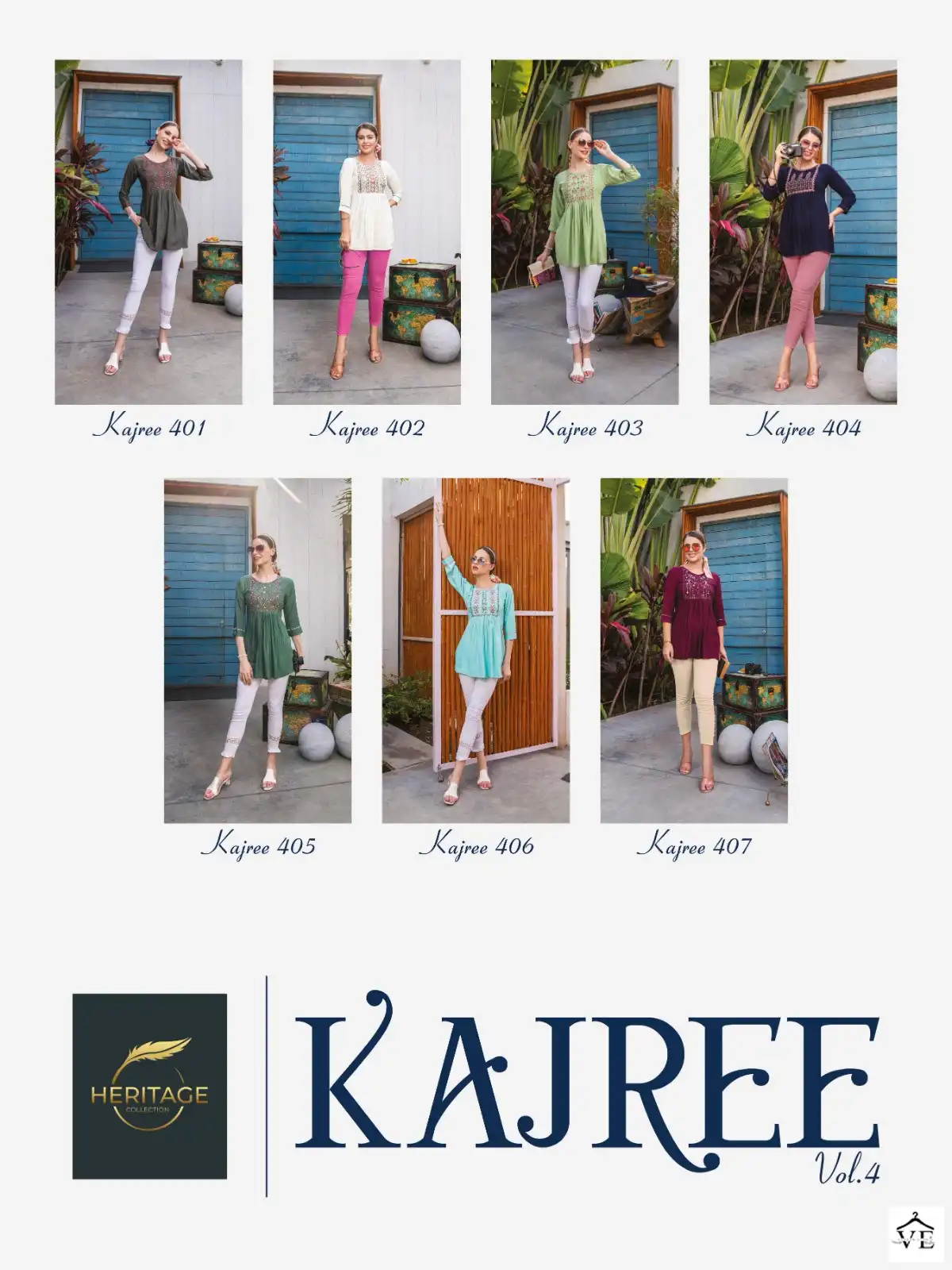 Heritage Kajree Vol 4 Rayon Slub Wholesale Kurti Catalog - Image 8