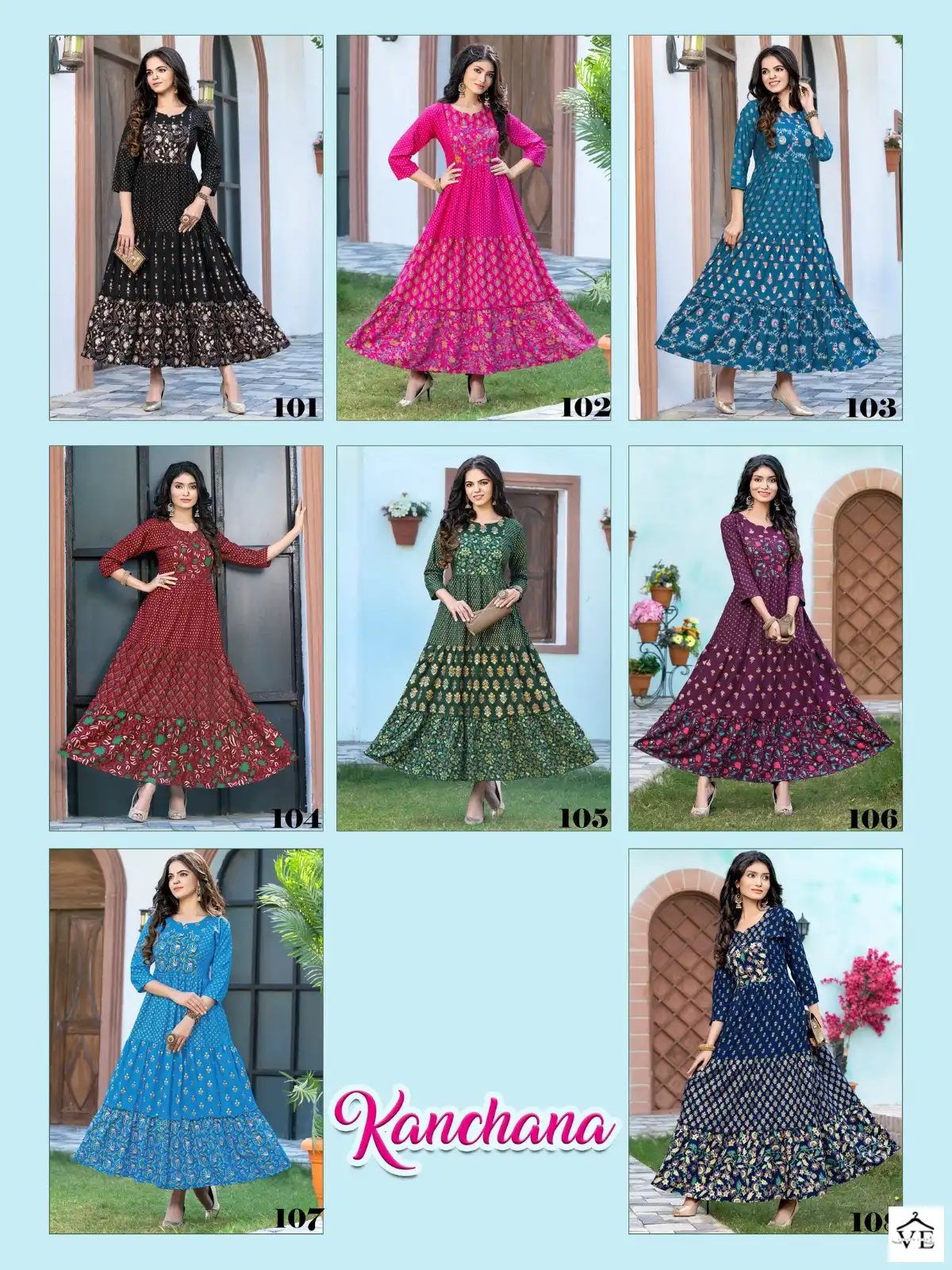 Banwery Kanchana Pure Rayon 14Kg Wholesale Gown Catalog — Wholesale Kurtis, Banwery wholesale from Surat — view 9