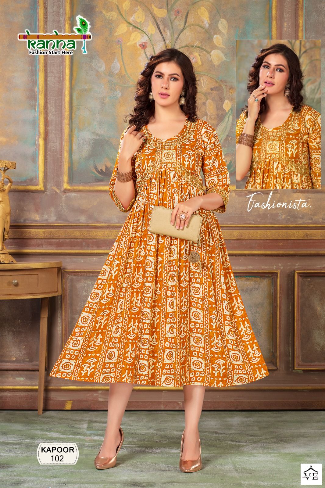 Vardan Ethnic Kapoor Heavy Rayon Wholesale Kurtis Catalog — Wholesale Kurtis, MPA wholesale from Surat - Gallery Image 3