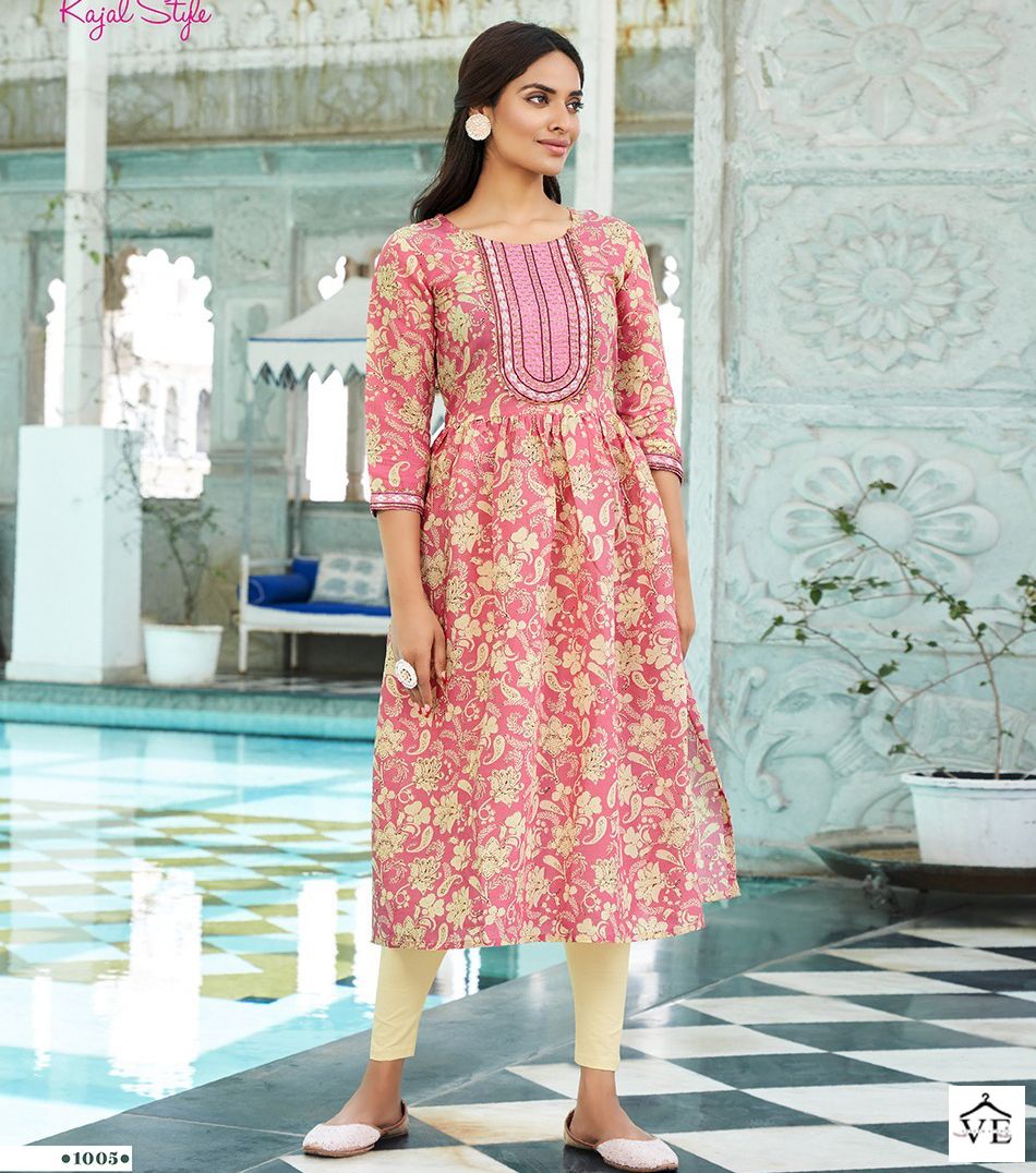 Kajal Style Kesariya Vol 1 Chanderi Wholesale Nayracut Kurtis Catalog — Wholesale Kurtis, MPA wholesale from Surat — view 1