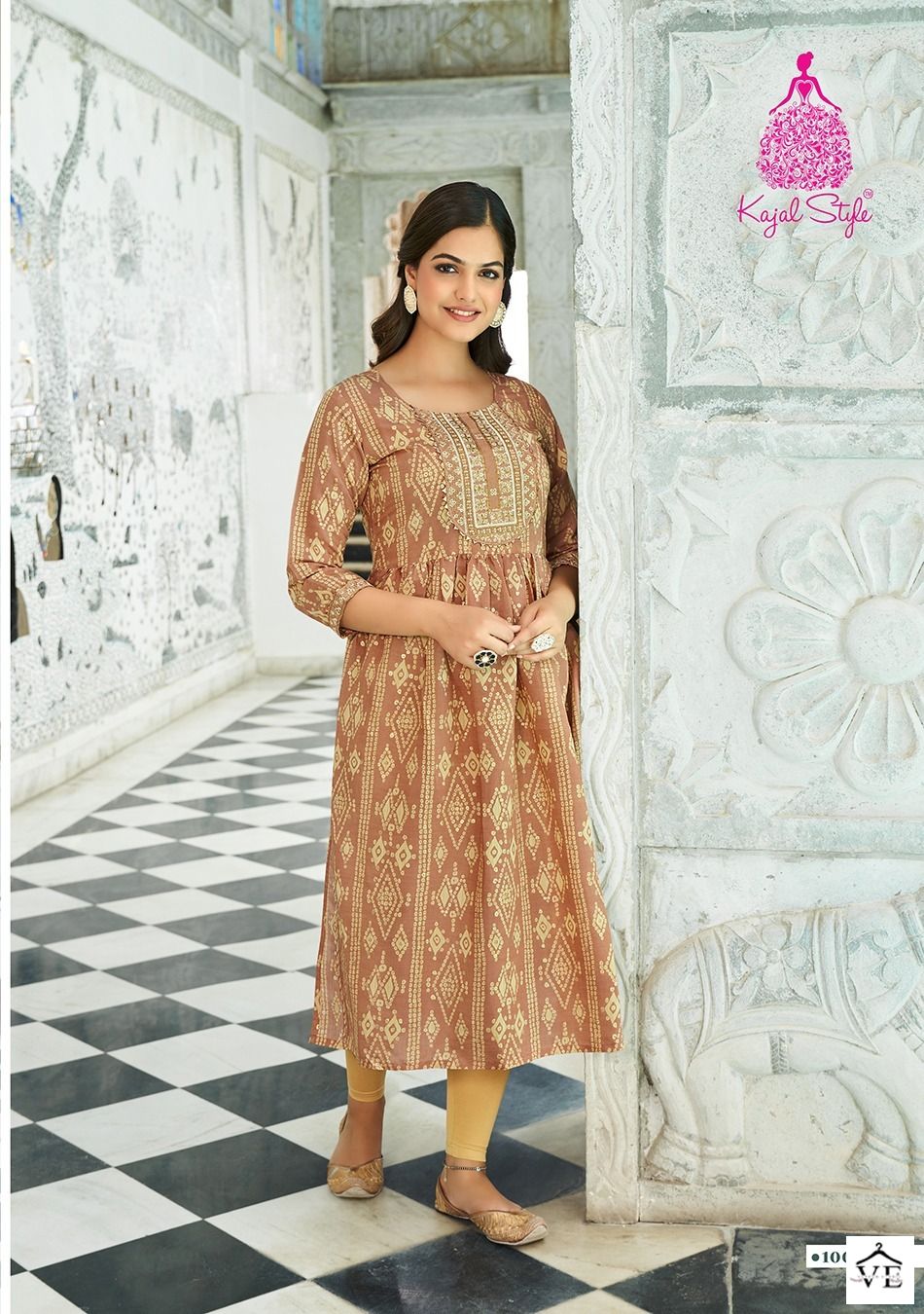 Kajal Style Kesariya Vol 1 Chanderi Wholesale Nayracut Kurtis Catalog — Wholesale Kurtis, MPA wholesale from Surat - Gallery Image 8
