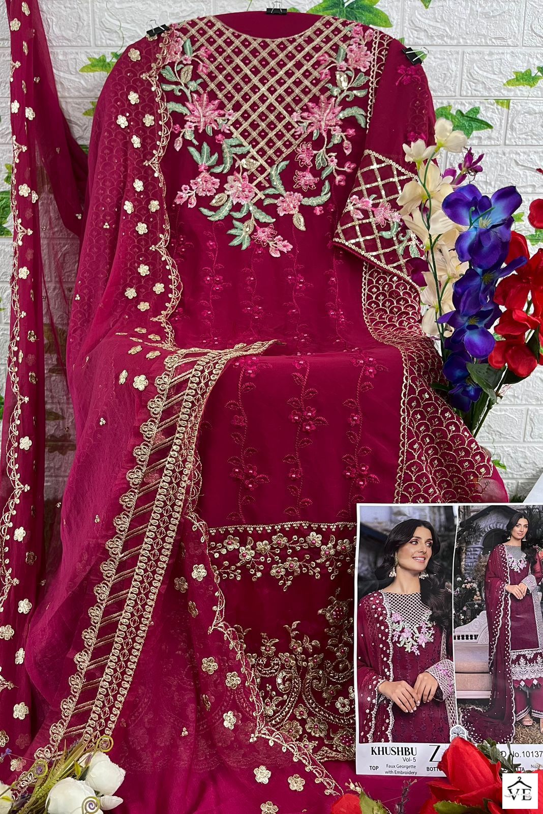 Zaha Khushbu Vol 5 Georgette Wholesale Pakistani Salwar Suit Catalog — Wholesale Salwar Suits, MPA wholesale from Surat - Gallery Image 2