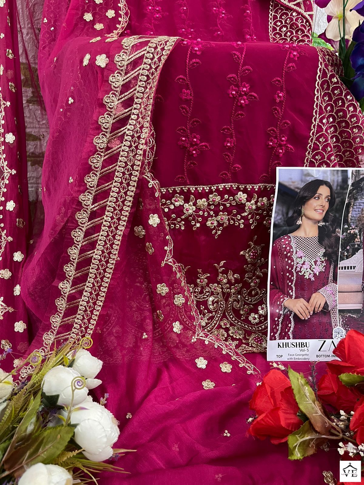 Zaha Khushbu Vol 5 Georgette Wholesale Pakistani Salwar Suit Catalog — Wholesale Salwar Suits, MPA wholesale from Surat - Gallery Image 3