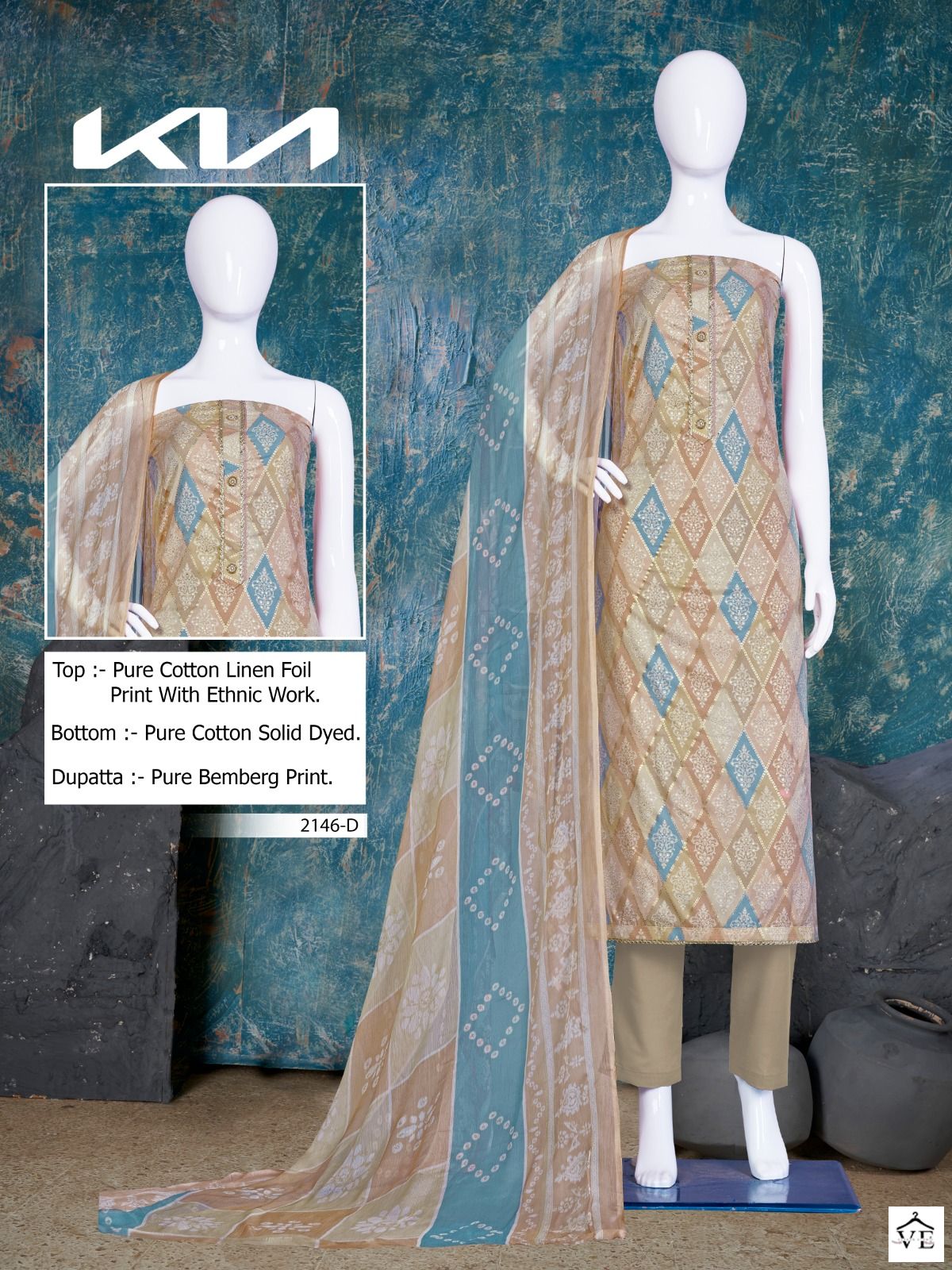 Bipson Kia 2146 Pure Linen Wholesale Salwar Suit Catalog — Wholesale Salwar Suits, MPA wholesale from Surat - Gallery Image 3