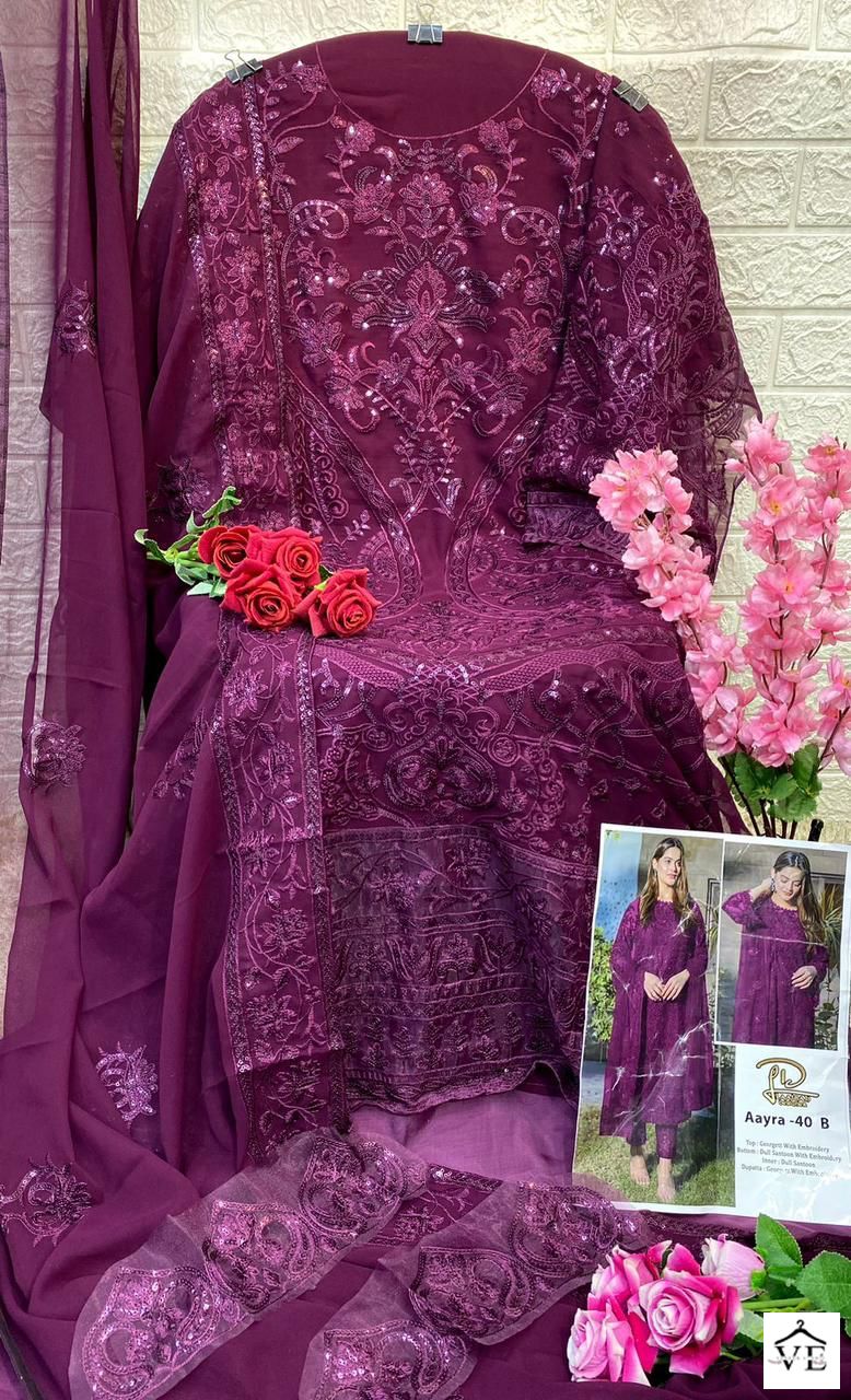 Laaibah Aayra 40 Foux Georgette Wholesale Pakistani Salwar Suit Catalog — Wholesale Salwar Suits, MPA wholesale from Surat - Gallery Image 3