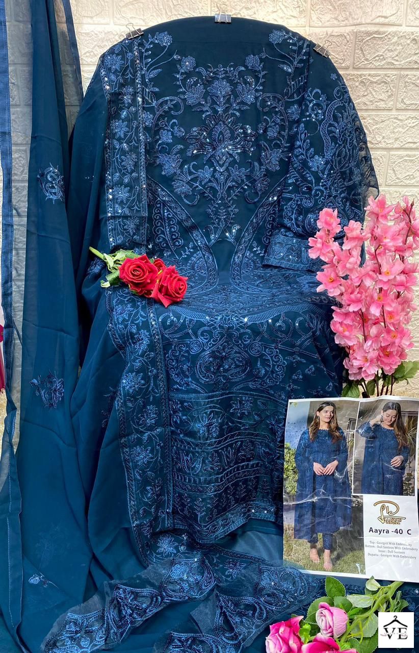 Laaibah Aayra 40 Foux Georgette Wholesale Pakistani Salwar Suit Catalog — Wholesale Salwar Suits, MPA wholesale from Surat - Gallery Image 4