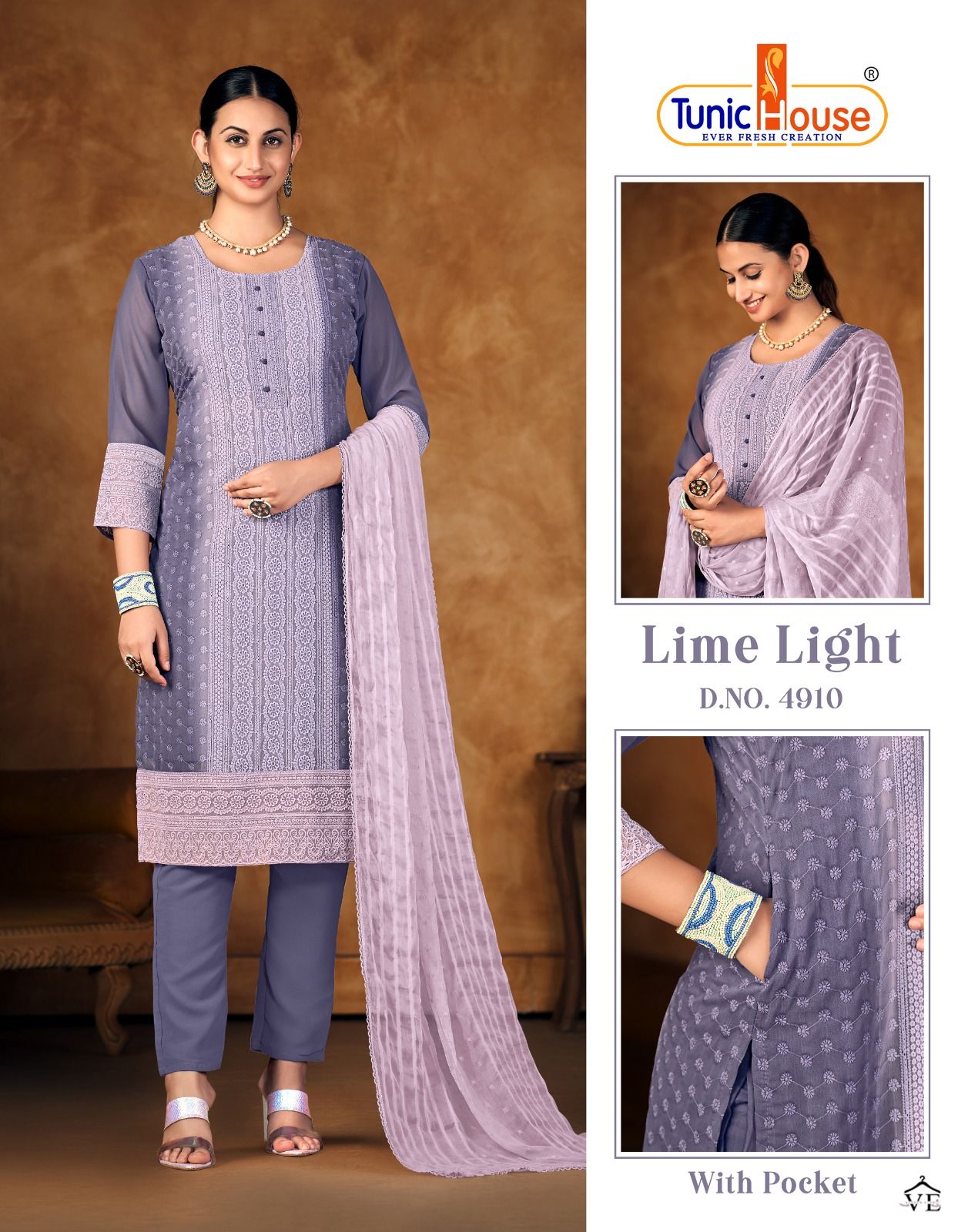 Tunic House Lime Light Faux Georgette Wholesale Readymade Salwar Suit Catalog — Wholesale Salwar Suits, MPA wholesale from Surat - Gallery Image 2