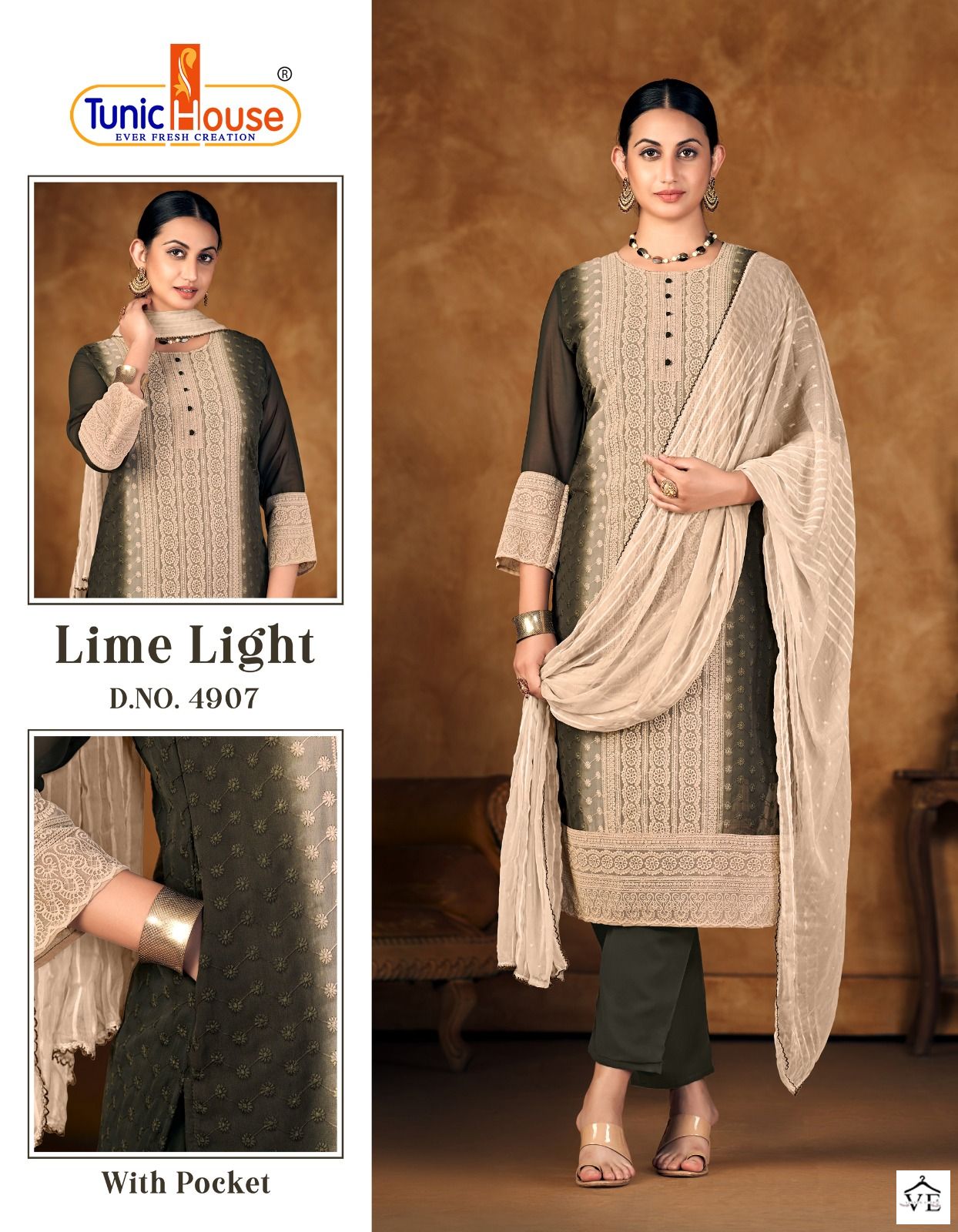 Tunic House Lime Light Faux Georgette Wholesale Readymade Salwar Suit Catalog — Wholesale Salwar Suits, MPA wholesale from Surat — view 8
