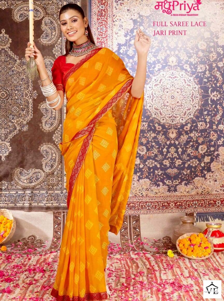 Madhupriya Mahika 60 Gm Georgette Wholesale Sarees Catalog — Wholesale Sarees, MPA wholesale from Surat — view 1