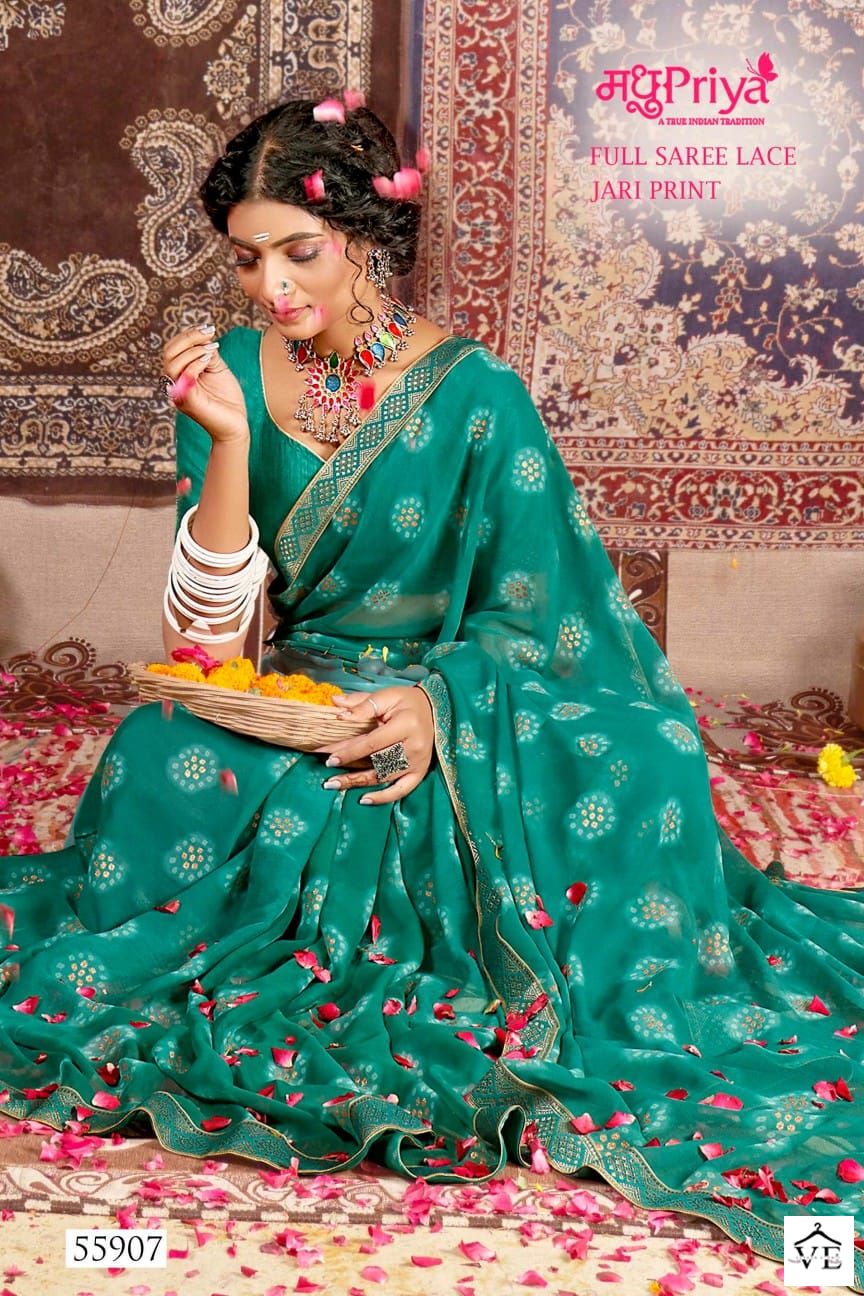 Madhupriya Mahika 60 Gm Georgette Wholesale Sarees Catalog — Wholesale Sarees, MPA wholesale from Surat - Gallery Image 5