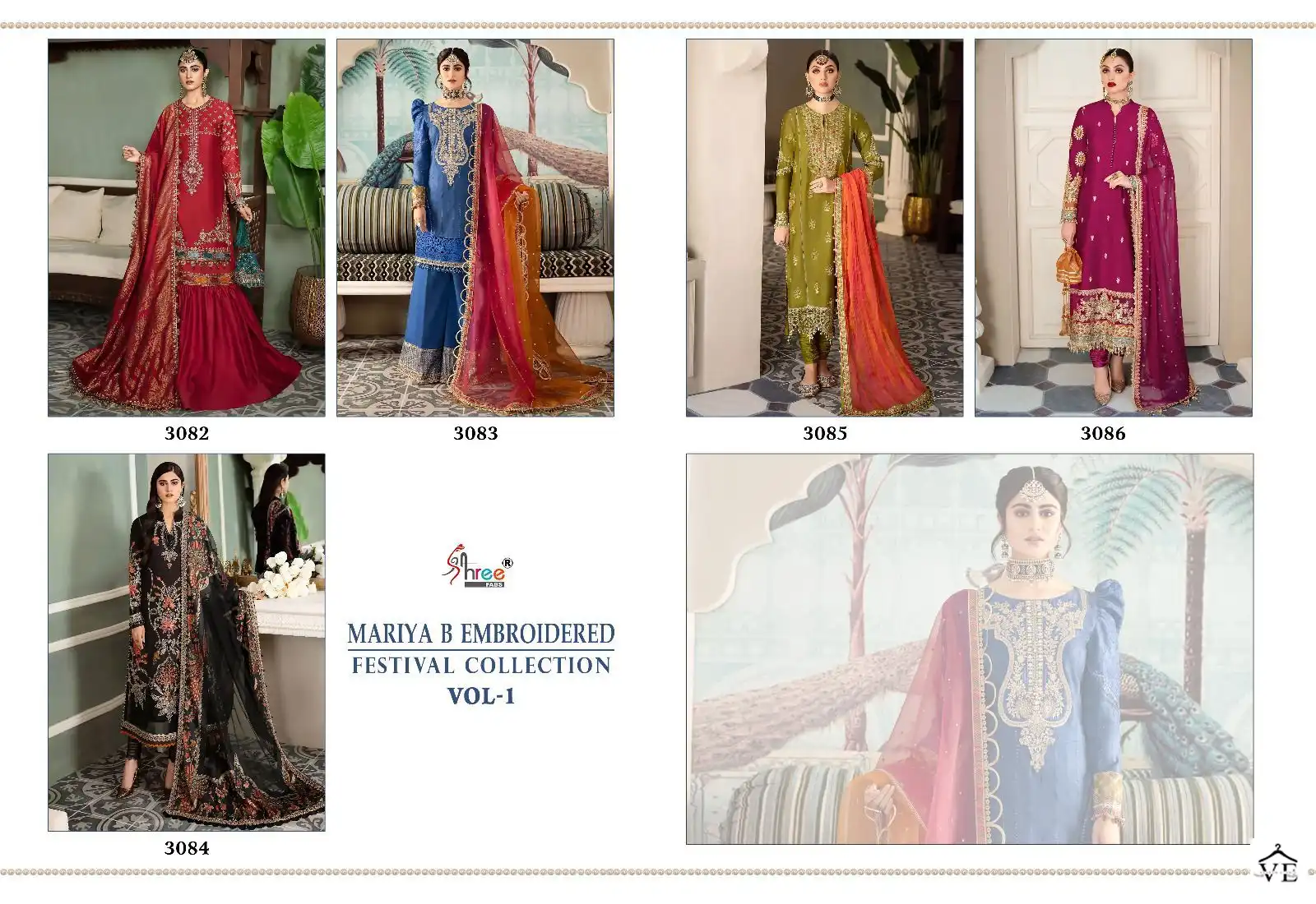 Shree Fabs Maria B Embroidered Festival Collection Pure Rayon Cotton Wholesale Pakistani Suits Catalog — Wholesale Salwar Suits, MPA wholesale from Surat - Gallery Image 3