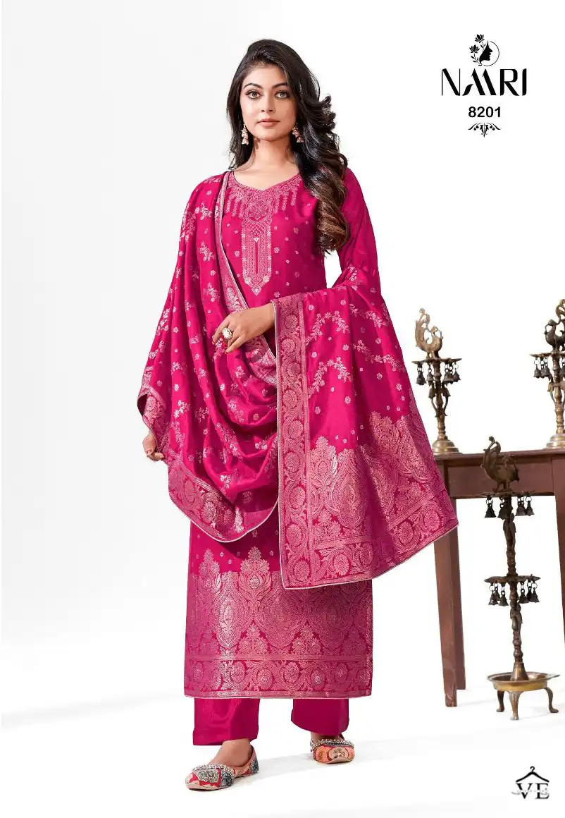 Naari Mehar Vol 4 Pure Muslin Jacquard Wholesale Salwar Suit Catalog — Wholesale Salwar Suits, MPA wholesale from Surat - Gallery Image 4