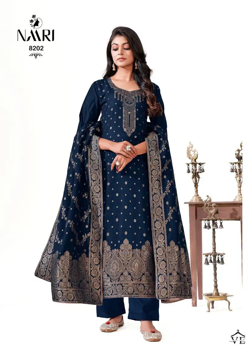 Naari Mehar Vol 4 Pure Muslin Jacquard Wholesale Salwar Suit Catalog — Wholesale Salwar Suits, MPA wholesale from Surat - Gallery Image 2