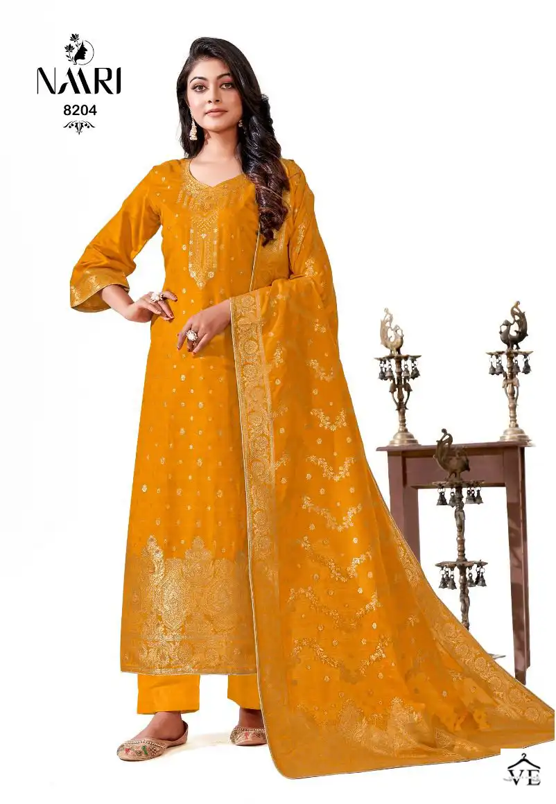 Naari Mehar Vol 4 Pure Muslin Jacquard Wholesale Salwar Suit Catalog — Wholesale Salwar Suits, MPA wholesale from Surat - Gallery Image 3