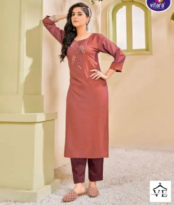 Vitara Melbourn Airjet Two Tone Wholesale Kurti With Pant Catalog — Wholesale Kurtis, MPA wholesale from Surat — view 1