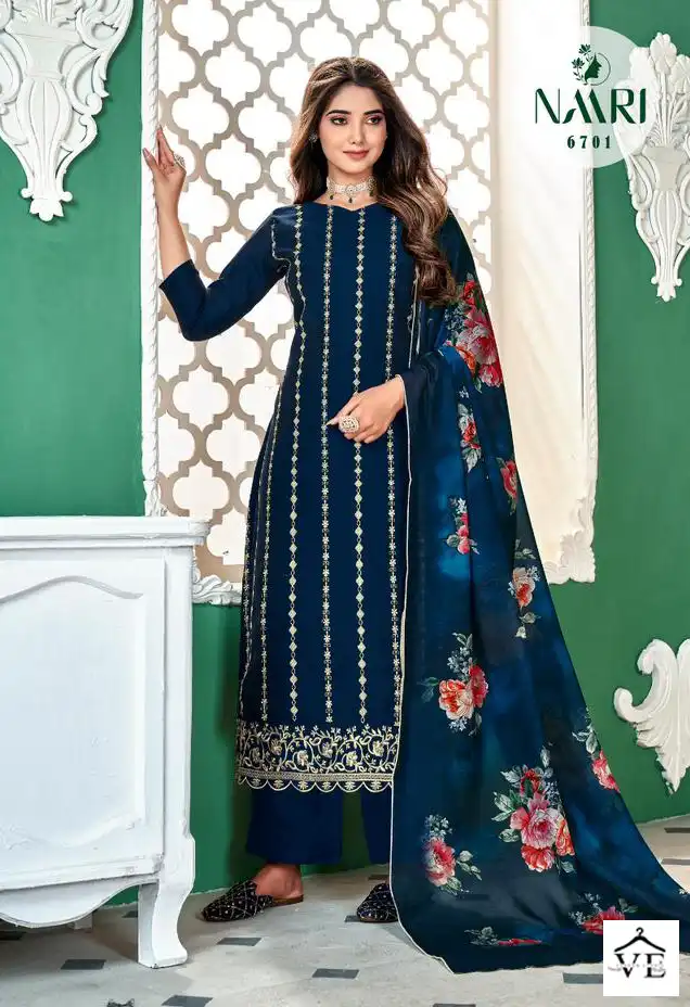 Naari Merin Pure Silk Wholesale Designer Salwar Suit Catalog — Wholesale Salwar Suits, MPA wholesale from Surat - Gallery Image 2