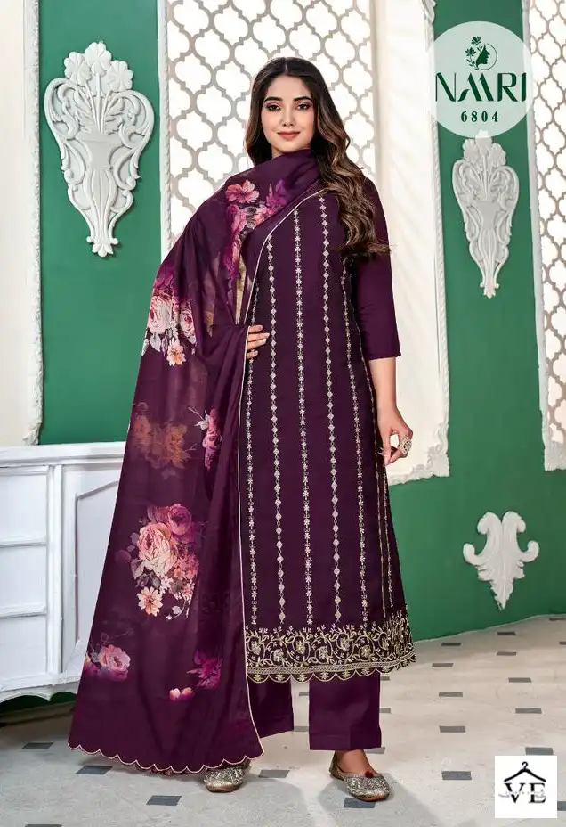 Naari Merin Pure Silk Wholesale Designer Salwar Suit Catalog — Wholesale Salwar Suits, MPA wholesale from Surat - Gallery Image 3