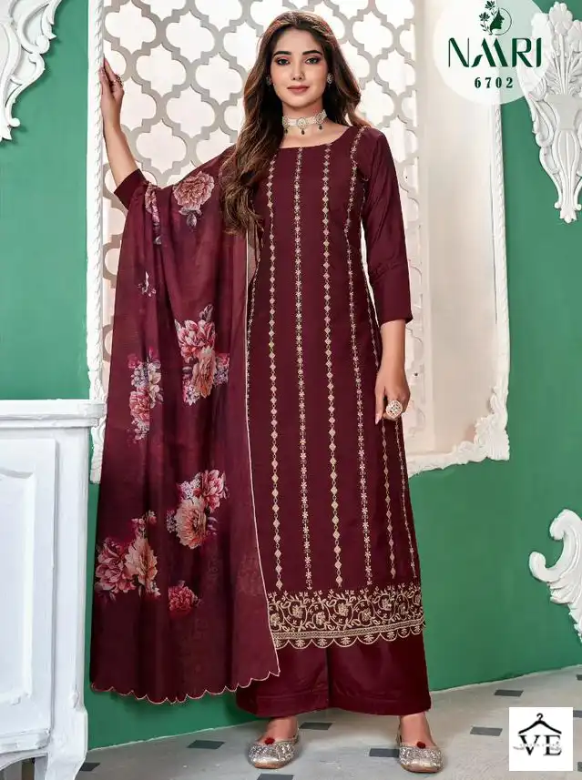 Naari Merin Pure Silk Wholesale Designer Salwar Suit Catalog — Wholesale Salwar Suits, MPA wholesale from Surat — view 1