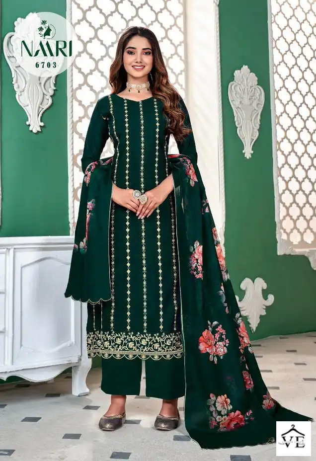 Naari Merin Pure Silk Wholesale Designer Salwar Suit Catalog — Wholesale Salwar Suits, MPA wholesale from Surat - Gallery Image 4