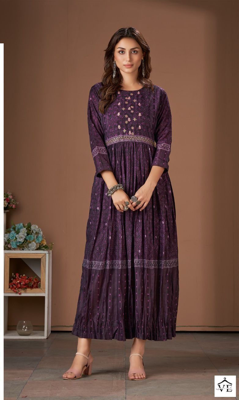 Amoha Mig Pure Viscose Muslin Wholesale Long Gown Catalog — Wholesale Kurtis, MPA wholesale from Surat — view 2