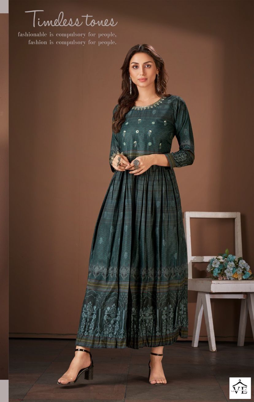 Amoha Mig Pure Viscose Muslin Wholesale Long Gown Catalog — Wholesale Kurtis, MPA wholesale from Surat — view 4