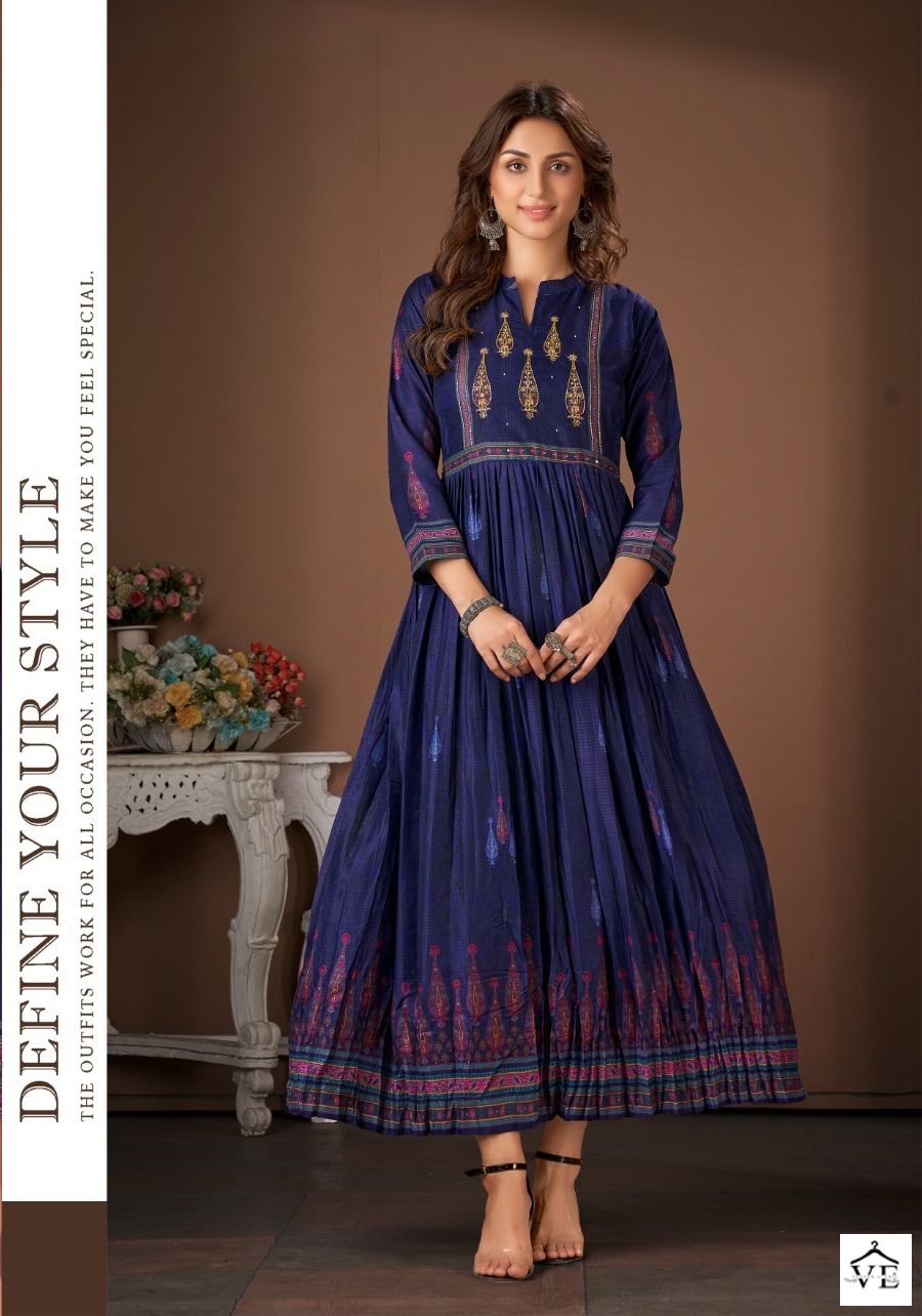 Amoha Mig Pure Viscose Muslin Wholesale Long Gown Catalog — Wholesale Kurtis, MPA wholesale from Surat — view 7