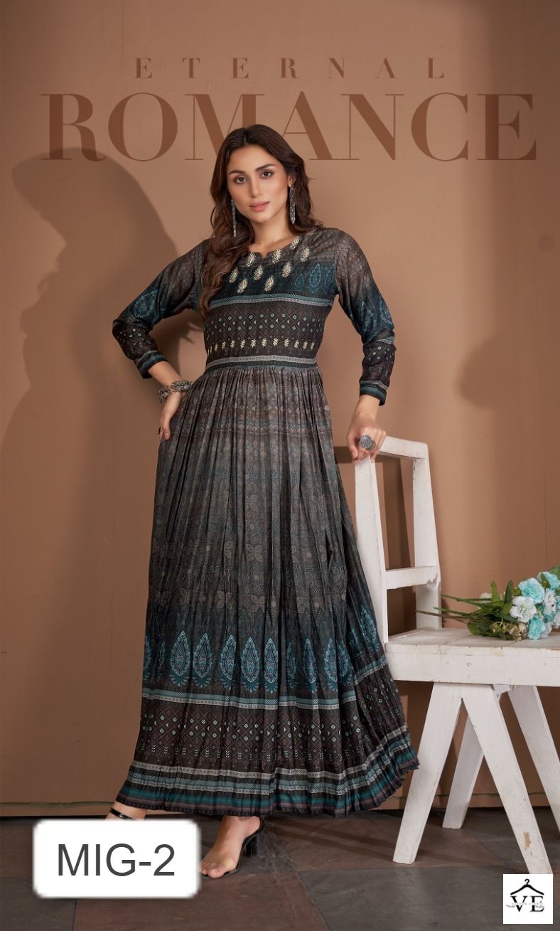 Amoha Mig Pure Viscose Muslin Wholesale Long Gown Catalog — Wholesale Kurtis, MPA wholesale from Surat — view 8