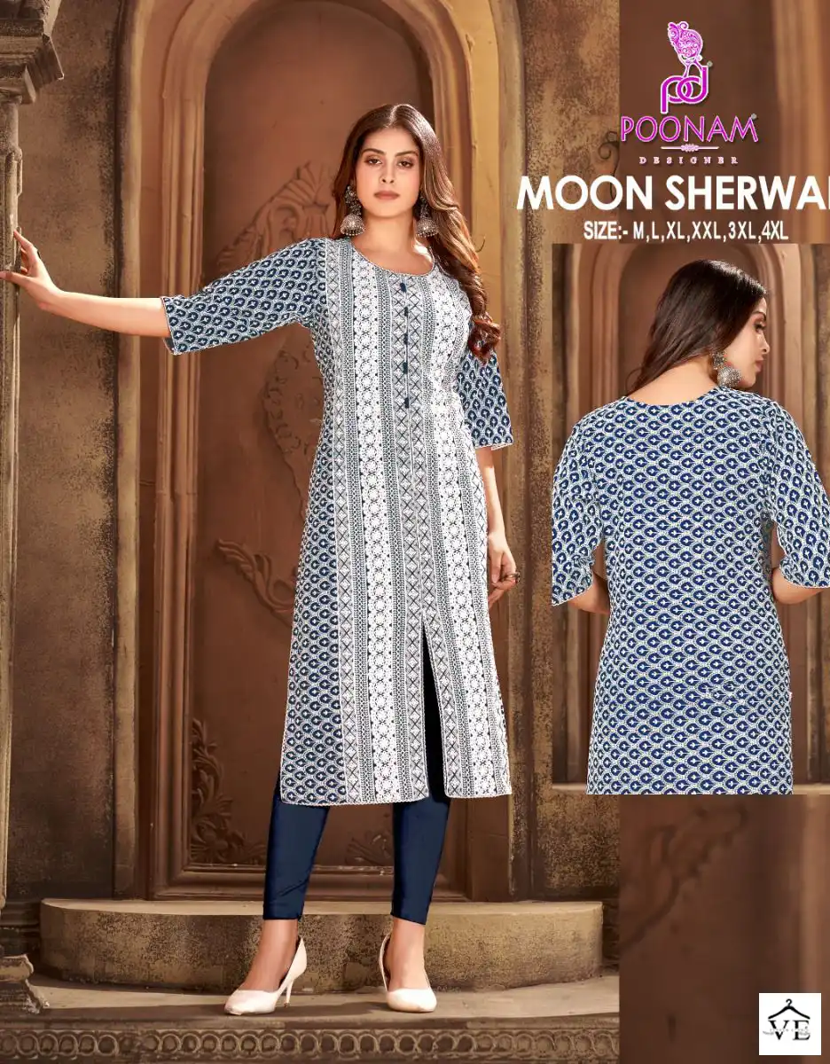 Poonam Designer Moon Sherwani Heavy Quality Rayon Wholesale Kurtis Catalog — Wholesale Kurtis, MPA wholesale from Surat - Gallery Image 6