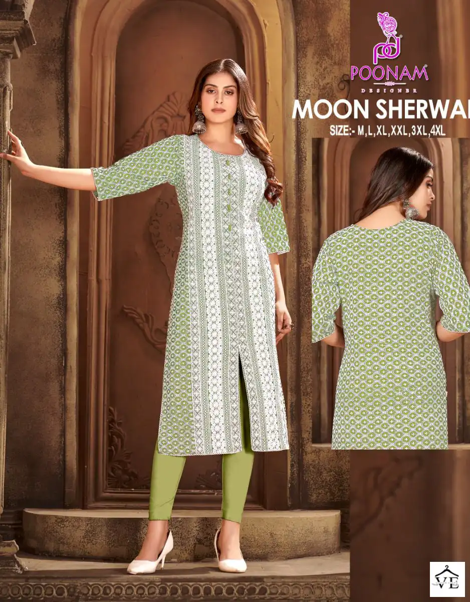 Poonam Designer Moon Sherwani Heavy Quality Rayon Wholesale Kurtis Catalog — Wholesale Kurtis, MPA wholesale from Surat - Gallery Image 7