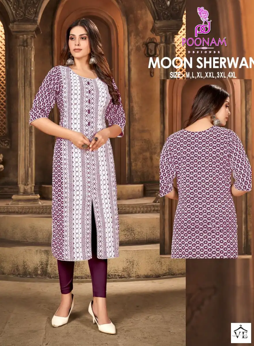 Poonam Designer Moon Sherwani Heavy Quality Rayon Wholesale Kurtis Catalog — Wholesale Kurtis, MPA wholesale from Surat - Gallery Image 8
