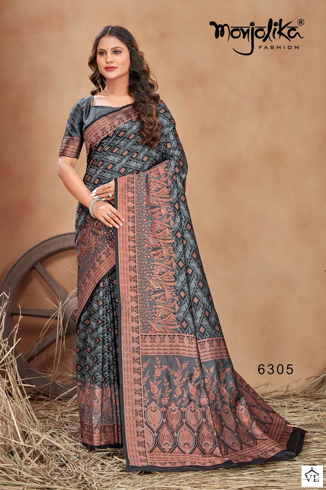 Monjolika Maanyata 6300 Satin Silk Wholesale Saree Catalog — Wholesale Sarees, MPA wholesale from Surat - Gallery Image 2