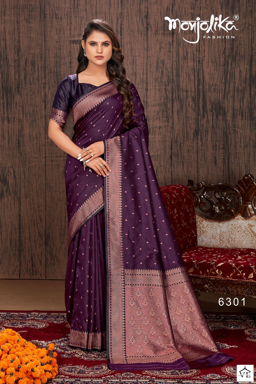 Monjolika Maanyata 6300 Satin Silk Wholesale Saree Catalog — Wholesale Sarees, MPA wholesale from Surat - Gallery Image 5