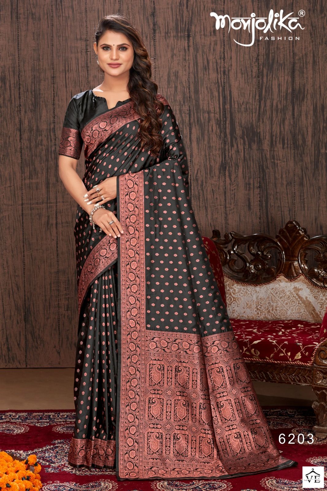 Monjolika Mahisha 6200 Banarasi Silk Wholesale Saree Catalog — Wholesale Sarees, MPA wholesale from Surat - Gallery Image 3