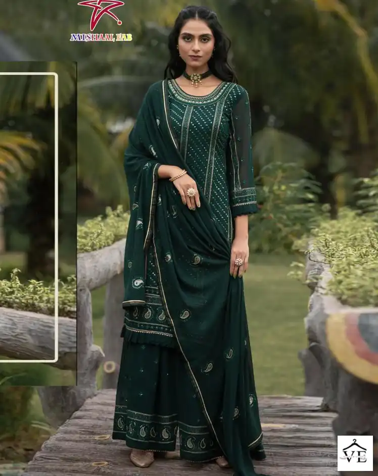 Hoor Tex Mishaal 9008 Heavy Georgette Wholesale Pakistani Salwar Suit Catalog — Wholesale Salwar Suits, MPA wholesale from Surat — view 1