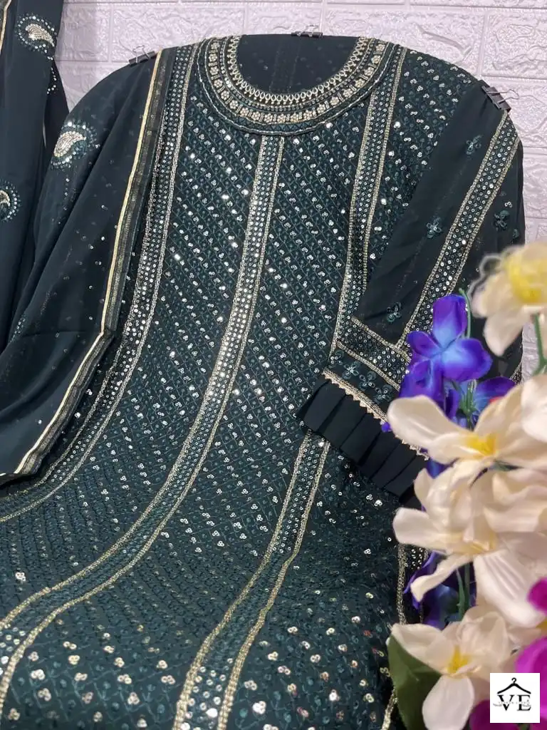 Hoor Tex Mishaal 9008 Heavy Georgette Wholesale Pakistani Salwar Suit Catalog — Wholesale Salwar Suits, MPA wholesale from Surat - Gallery Image 3
