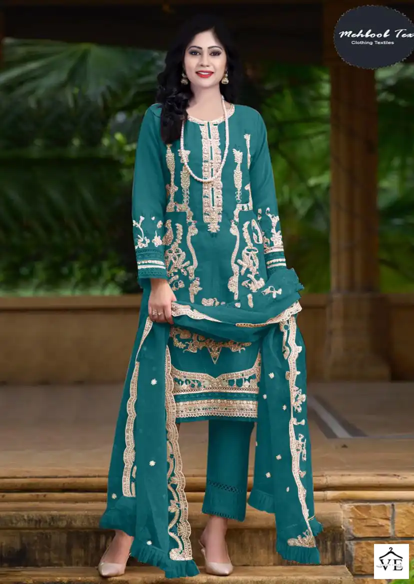 Mehboob Tex Mistri Vol 1 Organza Wholesale Pakistani Suits Catalog — Wholesale Salwar Suits, MPA wholesale from Surat - Gallery Image 9