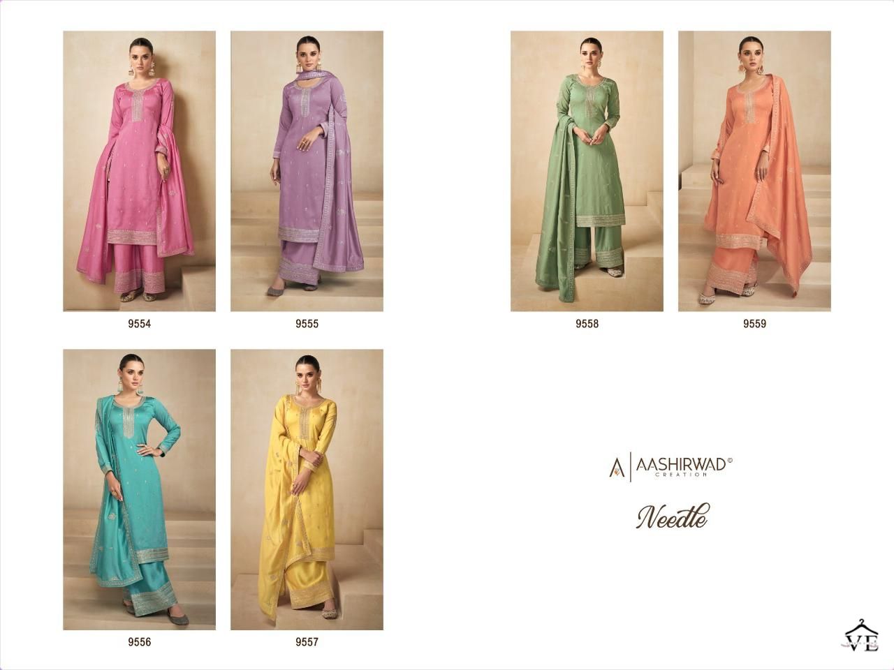 Aashirwad Needle Premium Silk Wholesale Designer Salwar Suit Catalog — Wholesale Salwar Suits, Aashirwad Creation wholesale from Surat — view 7