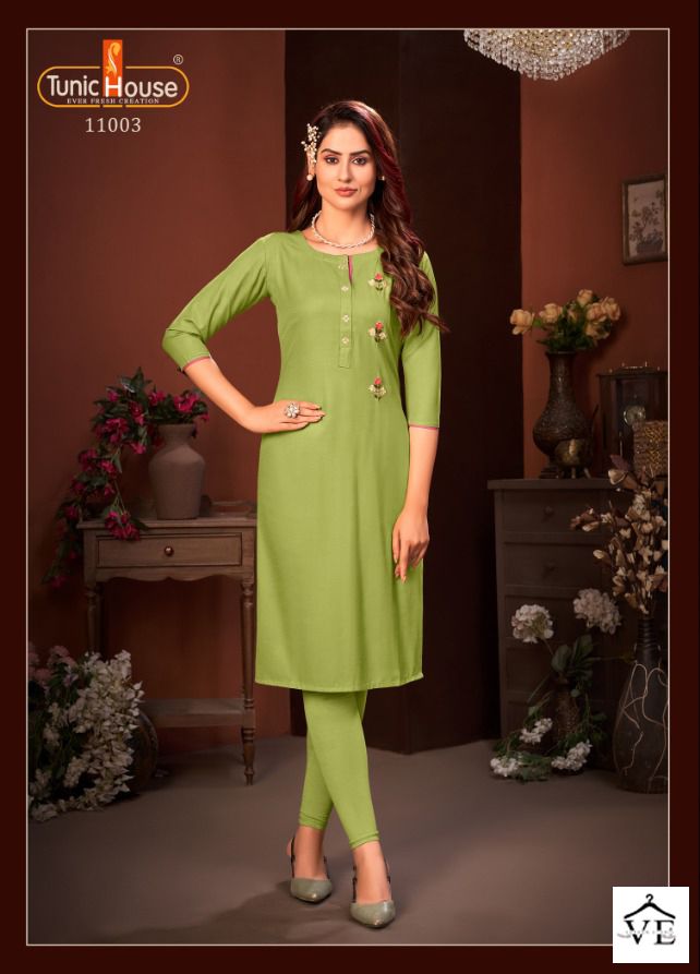 Tunic House Nitika Vol 4 Rayon Silk Wholesale Kurtis Catalog — Wholesale Kurtis, MPA wholesale from Surat - Gallery Image 3