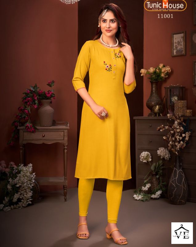 Tunic House Nitika Vol 4 Rayon Silk Wholesale Kurtis Catalog — Wholesale Kurtis, MPA wholesale from Surat — view 1