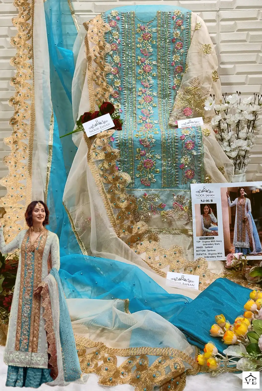 Noor Jahan Nj 06 Organza Wholesale Pakistani Salwar Suit Catalog — Wholesale Salwar Suits, MPA wholesale from Surat - Gallery Image 6