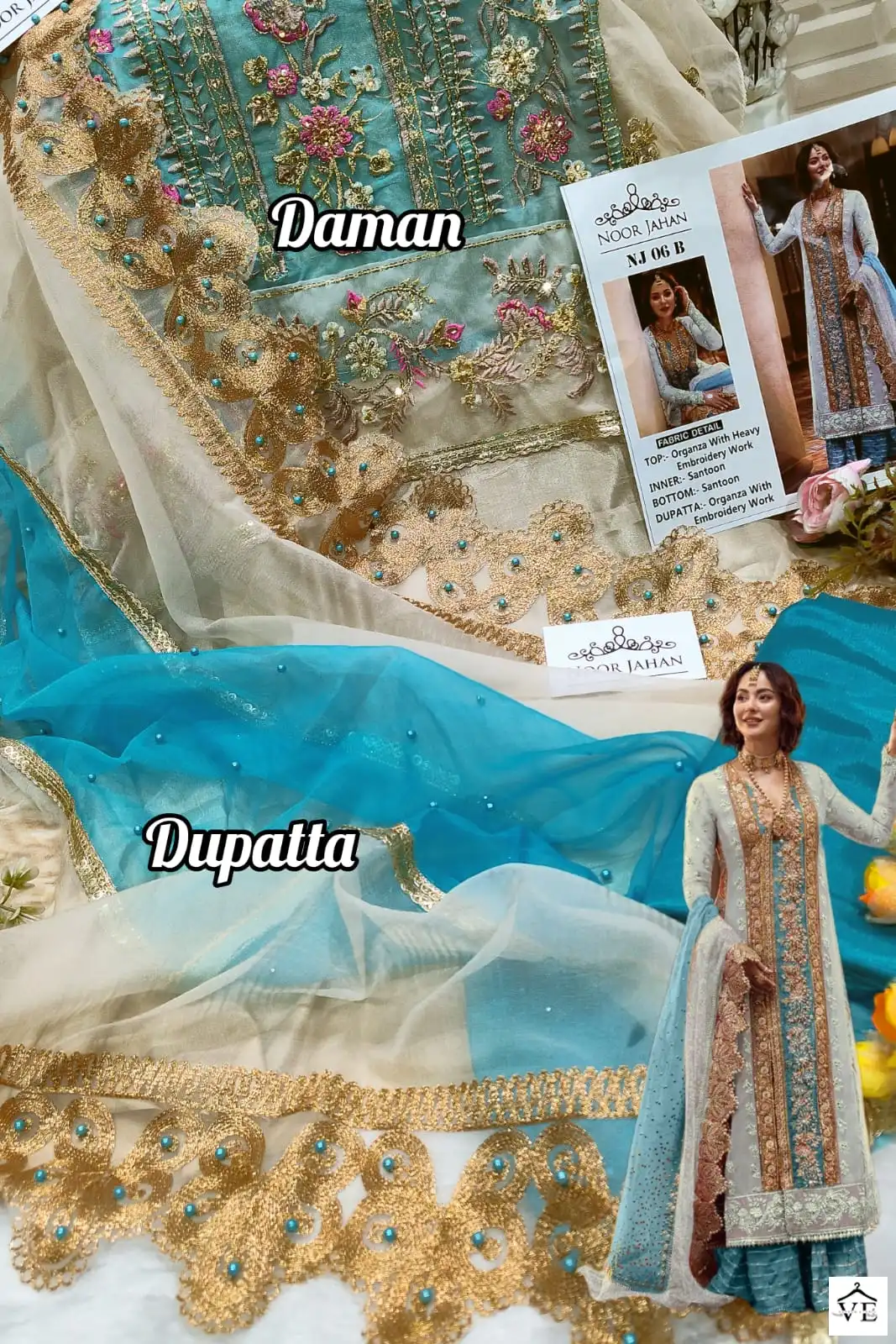 Noor Jahan Nj 06 Organza Wholesale Pakistani Salwar Suit Catalog — Wholesale Salwar Suits, MPA wholesale from Surat — view 8