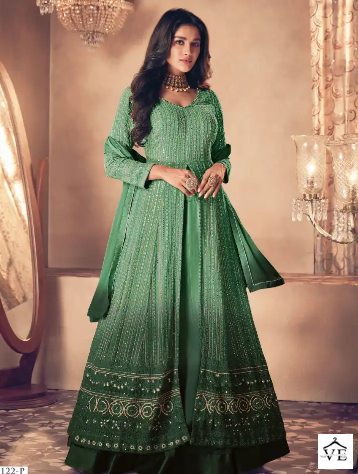 Sayuri Designer Noor Gold Shaded Real Georgette Wholesale Designer Readymade Salwar Suit Catalog — Wholesale Salwar Suits, Sayuri Designer wholesale from Surat — view 1