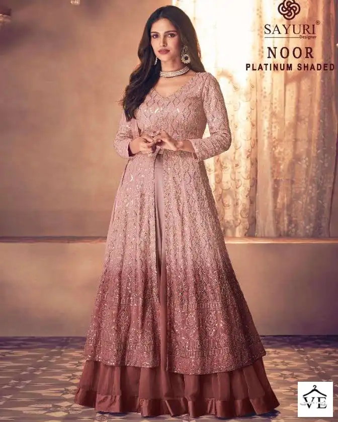 Sayuri Designer Noor Platinum Shaded Real Georgette Wholesale Designer Salwar Suit Catalog — Wholesale Salwar Suits, Sayuri Designer wholesale from Surat — view 1