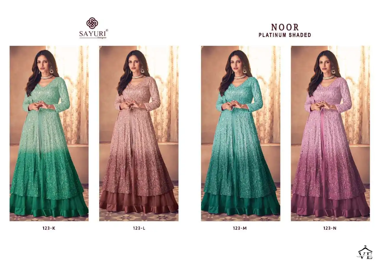 Sayuri Designer Noor Platinum Shaded Real Georgette Wholesale Designer Salwar Suit Catalog — Wholesale Salwar Suits, Sayuri Designer wholesale from Surat — view 5