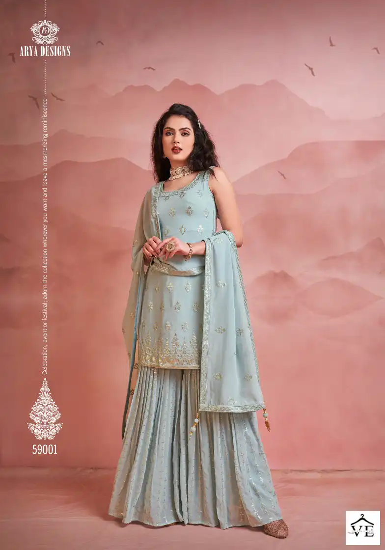 Arya Designs Noorani Saga 7 Georgette Wholesale Designer Readymade Salwar Suit Catalog — Wholesale Salwar Suits, MPA wholesale from Surat - Gallery Image 3